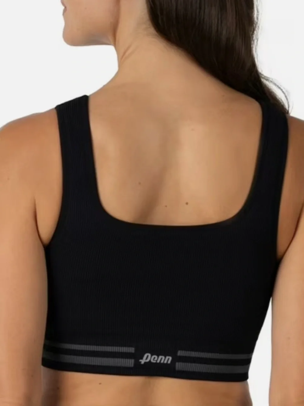 Penn Seamless Reversible Black and Gray Ribbed‎ Sports Bralette, Size M